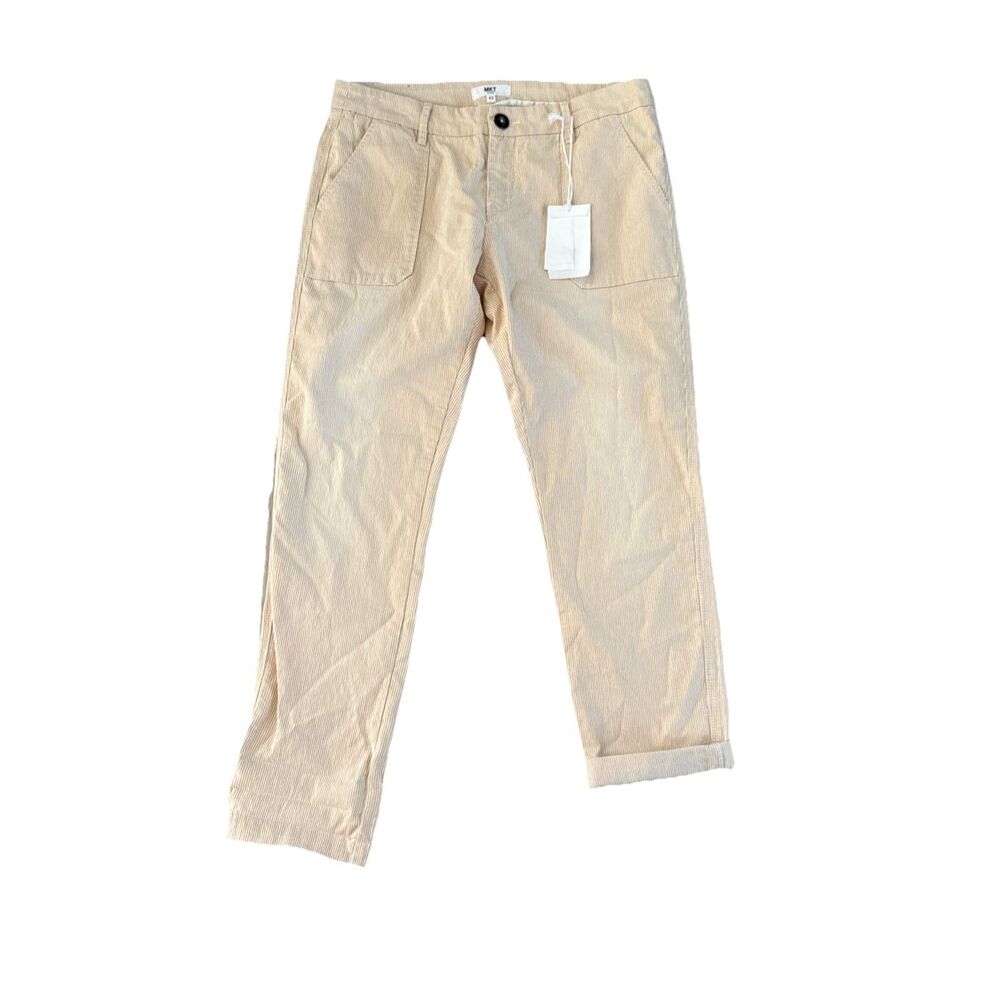 MKT Studio Pinstripe Pants Size 10 US NWT Pale Yellow White Lightweight - Picture 3 of 14